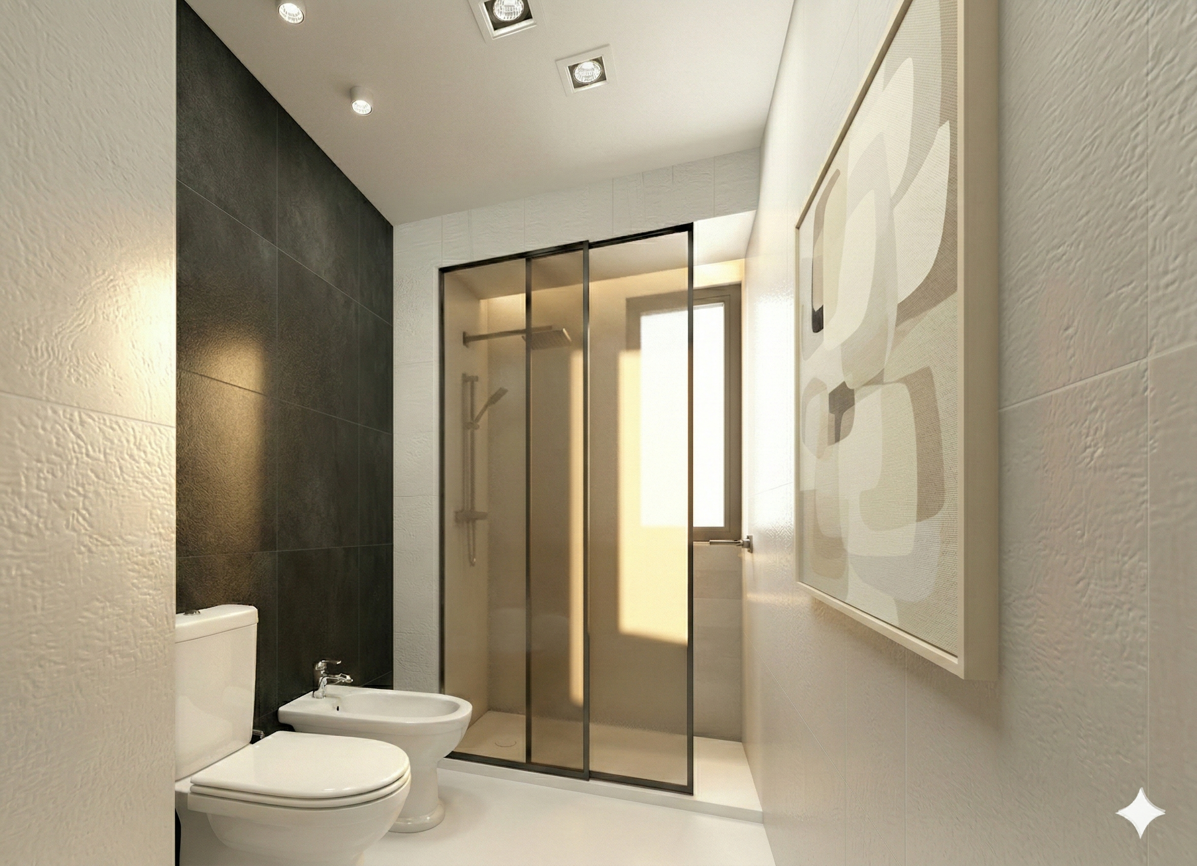 Baño con mampara deslizante